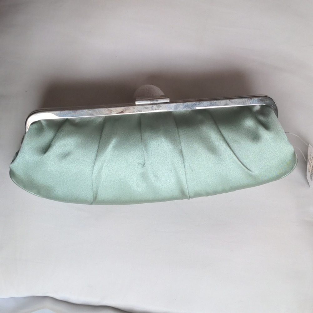Accessorize green satin clutch
